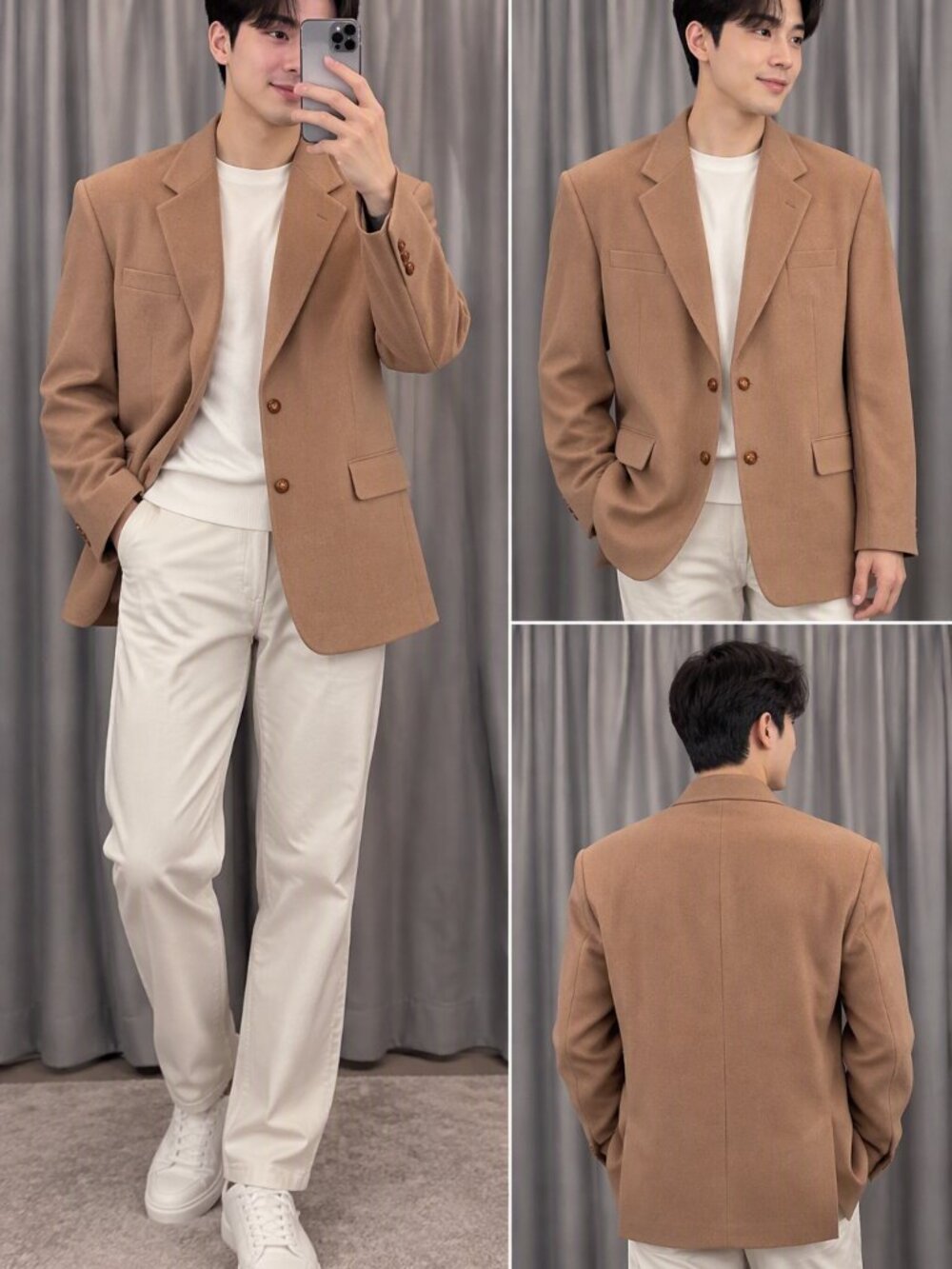 $25 sale Sergio Valente VNTG Suit Blazer Tan Camel Jacket 44R wool